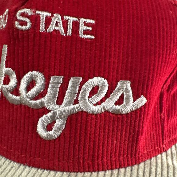 Vintage Ohio State Buckeyes Script Corduroy Snapback Hat Cap 90s AJD University - Picture 9 of 15